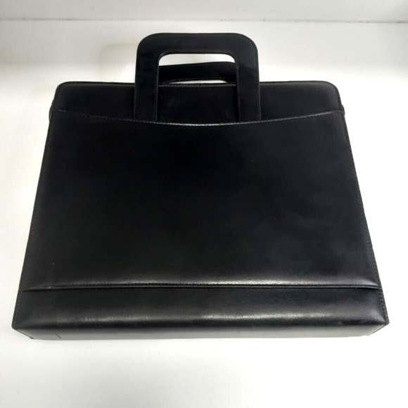Franklin Planner Leather Nylon Padfolio Organizer w/Handles Black 7 Ring 13 x 11 - Picture 1 of 16